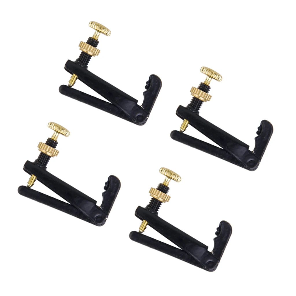 

4pc Violin String Fine Tuner Tune Adjusters For 4/4 Or 3/4 Size Black & Gold