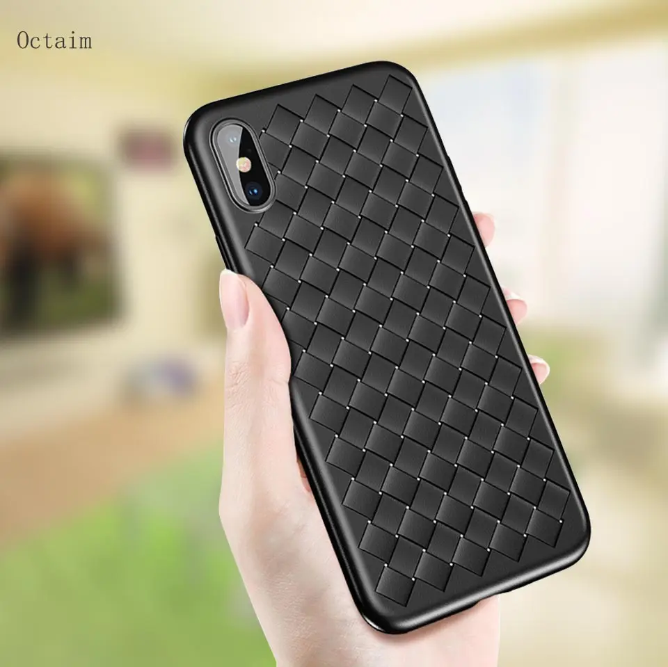 Мягкий силиконовый чехол для iPhone XS Max XR X кожаный сетчатый ткацкий ультратонкий