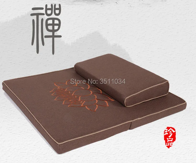 Zafu e Zabuton Conjunto de 2 Novo Peças Quadrado 70 80cm Natural Coconut Palm Meditação Almofada Piso Lótus 60 –