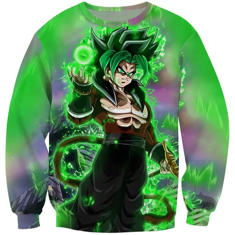  Harajuku Anime Dragon Ball Z DBZ 3D Print Super Muscle Goku Sweatshirt Men/women Hiphop Streetwear Hoodies Boys Blue Clothes