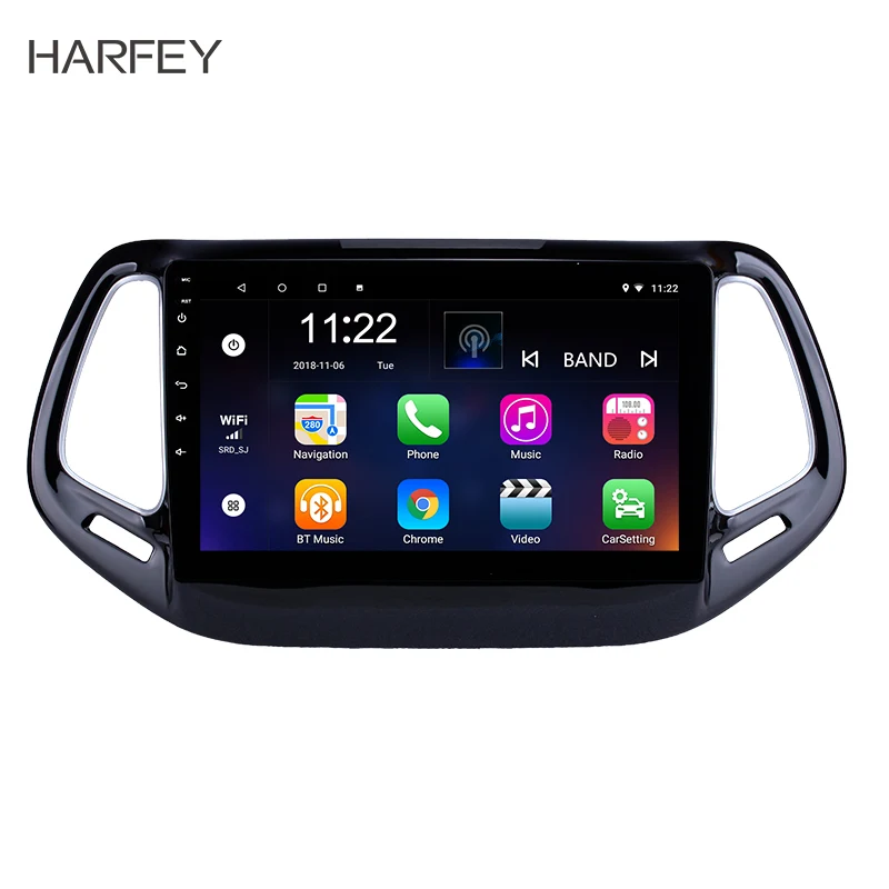 Cheap Harfey for 2017 Jeep Compass Head Unit GPS Navigation Android 9.0 10.1" USB Mirror Link Bluetooth WIFI Support DVR OBD2 SWC 0