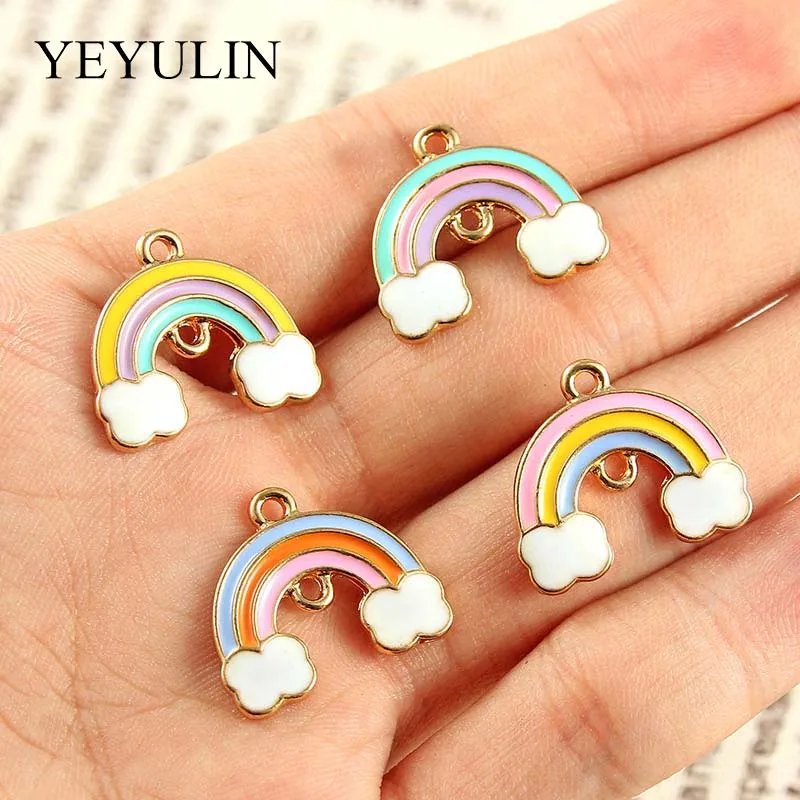 

10 Pcs Colorful Rainbow Alloy Enamel Connectors Bracelet Charm For Making Necklace Bracelets Fashion Jewelry Findings