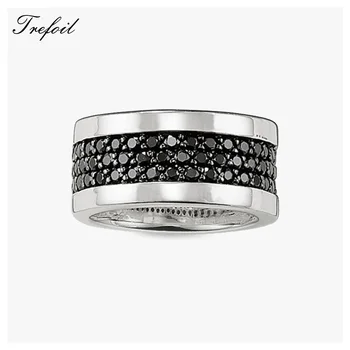 

Classic Black Pave Wedding Eternity Rings, 925 Sterling Silver Fashion Jewelry Trendy Gift For Women and Men 2018 Bague Homme