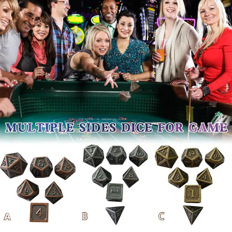 

For Dungeons & Dragons 7pcs/set Innovative RPG Dice D&D Metal Dice Set