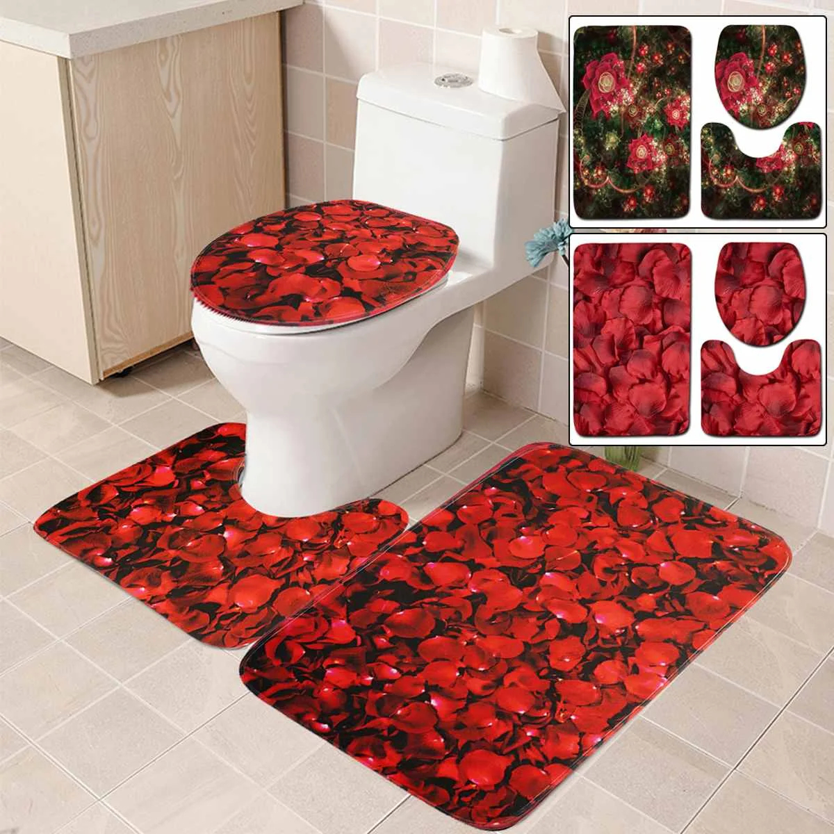 Buy 3pcs/set Non Slip Toilet Bathroom Pad Floor Mat