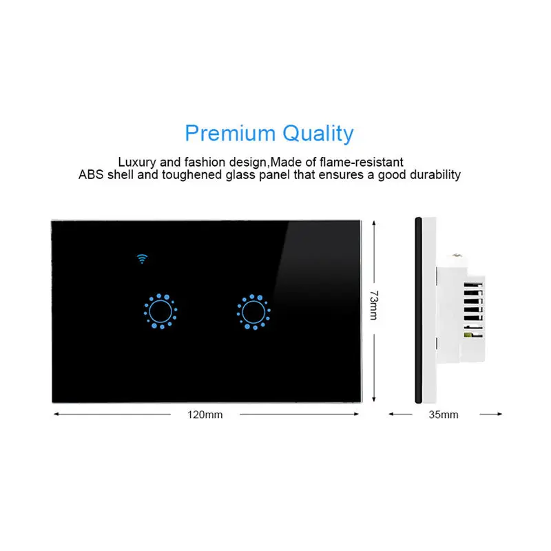 

2Gang Us Smart Wifi Press Wall Light Switch Glass Panel Remote Control By Ewelink App Amazon Alexa And Google Home For Smart H