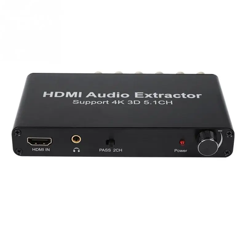 

HDMI Audio Extractor Decode 5.1CH Amplifier Analog Converter AC3/DST to 5.1 Coaxial to RCA Support 4K 3D for PS4 DVD 100-240V