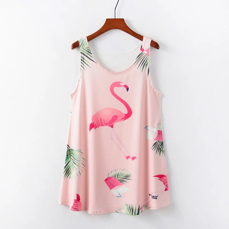

KaiTingu Spring Summer Women Top Streetwear T Shirt Sweat Crane Print Harajuku Kawaii Lovely Cute Style Tank Top Drop Shipping