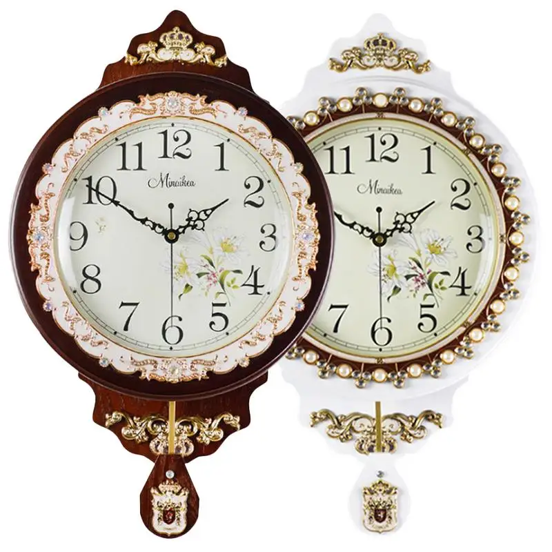 

AUGKUN Antique Swing Quartz Wall Clock Large Living Room Silent Innovative Quartz Clock Fashion Pastoral Cuckoo Chiming Clock