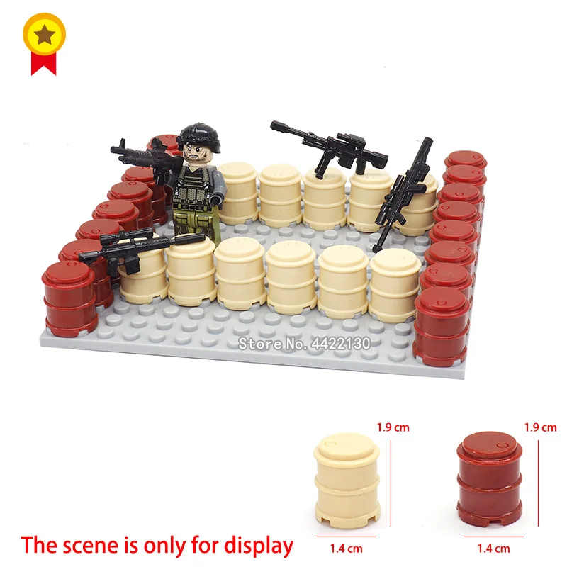 Compatible With Legoinglys Building Blocks Oil Drum Components 2x2 Diy Assembly City Military Battlefield ww2 Series With Lepin
