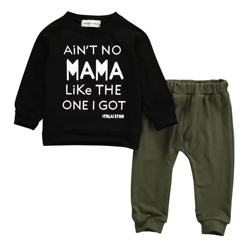 

Pudcoco 2PCS Casual Kids Baby Toddler Boy Letter Print Black Cotton Clothes Set Long Sleeve T-shirt Tops Pants Leggings Outfits