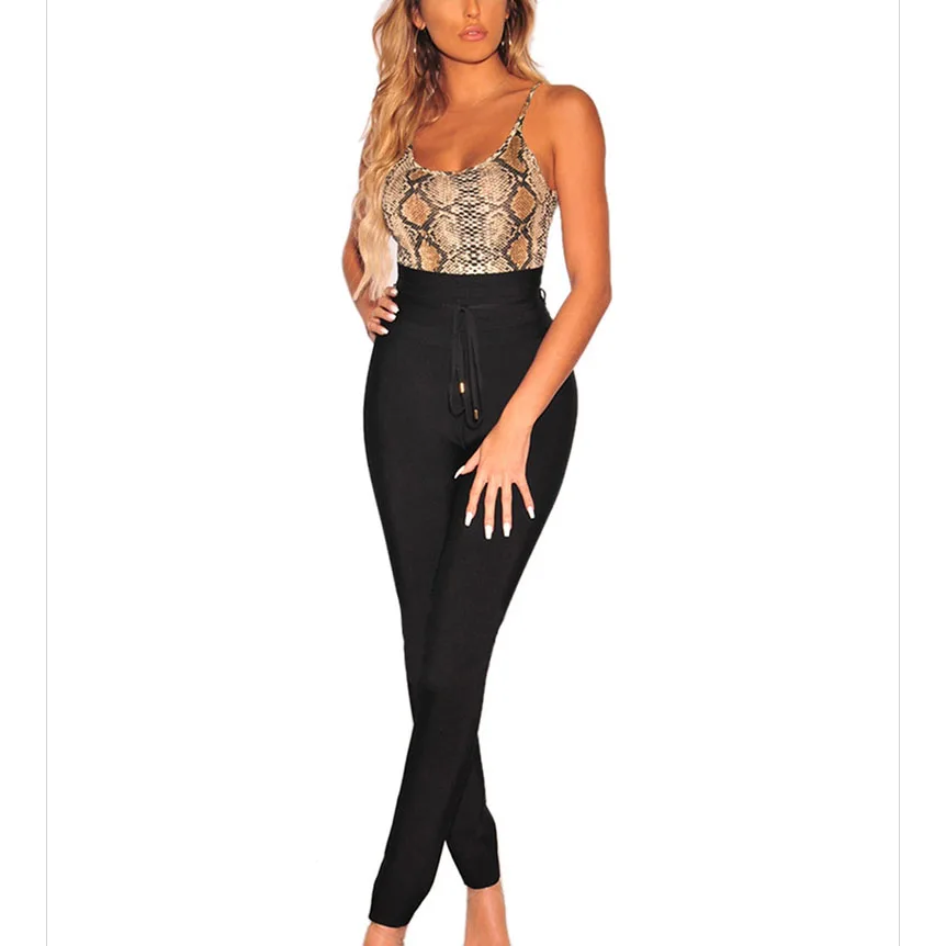 

Summer Boho Women Tank Bodysuit Backless Snake Skin Print Jumpsuits Female One Piece Sexy Rompers