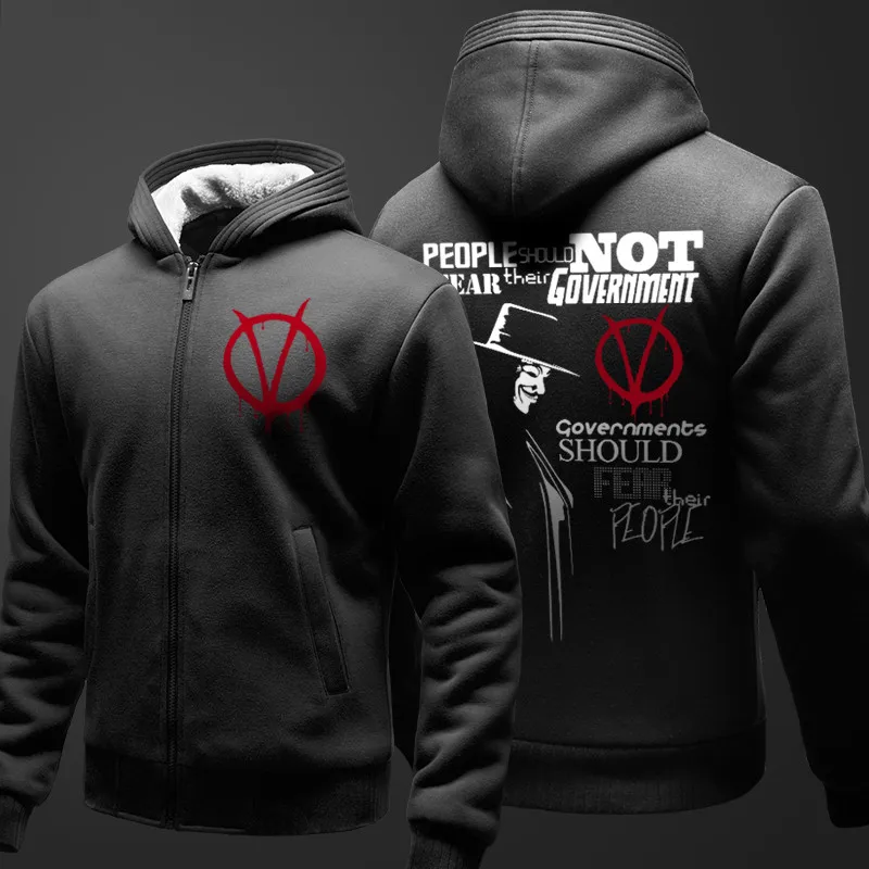 Fans Made Winter Cotton Sweatshirt V-word vendetta Hoodie SHIELD Luminous Thick Hoodies