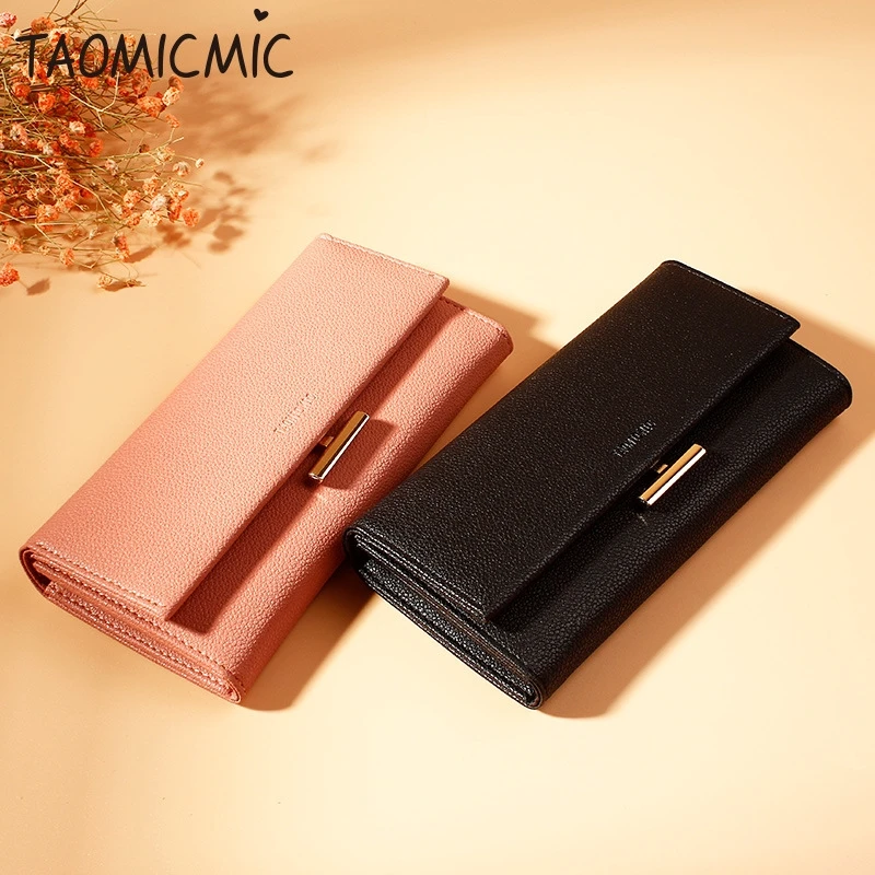 

Buckle Mobile Phone Wallet Fashion Lychee Pattern Pu Clutch Bag Long Section Ladies Wallet Leather Multifunction Wallet