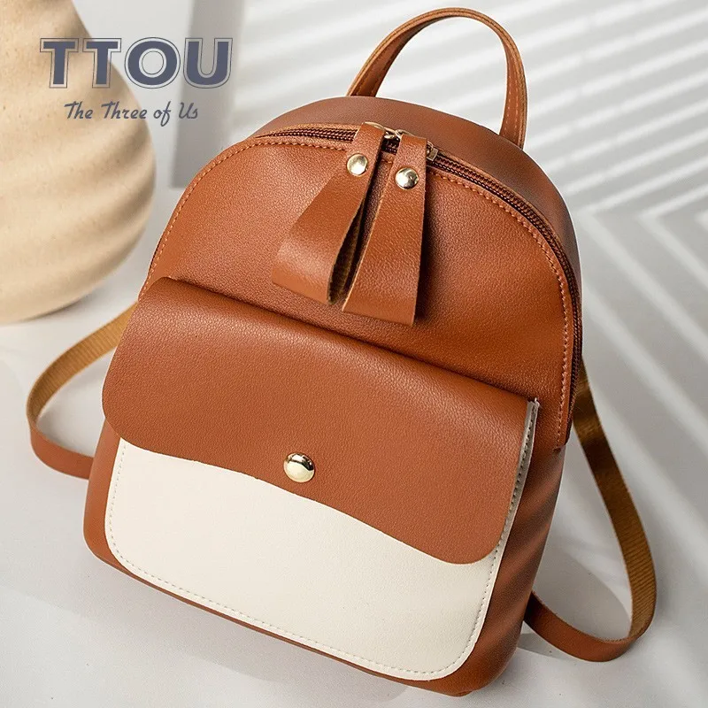 

TTOU Fashion Small Women Backpack School Student Bag for Girls Quality Soft Leather Female Mini Backpacks Ladies' Travel Bags