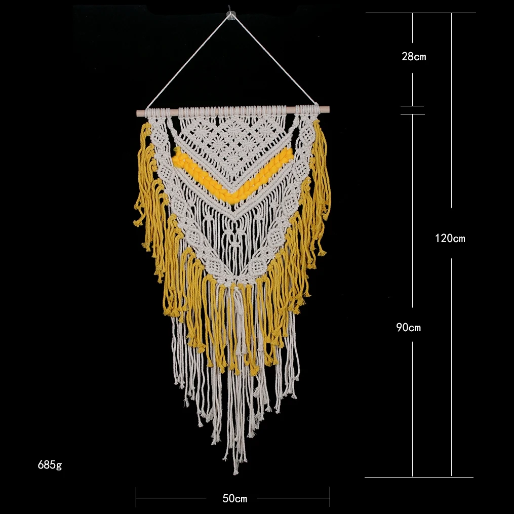 

Hot Sale Bohemian Macrame Wall Art Handmade Cotton Wall Hanging Elegant Nordic Tapestry With Tassel