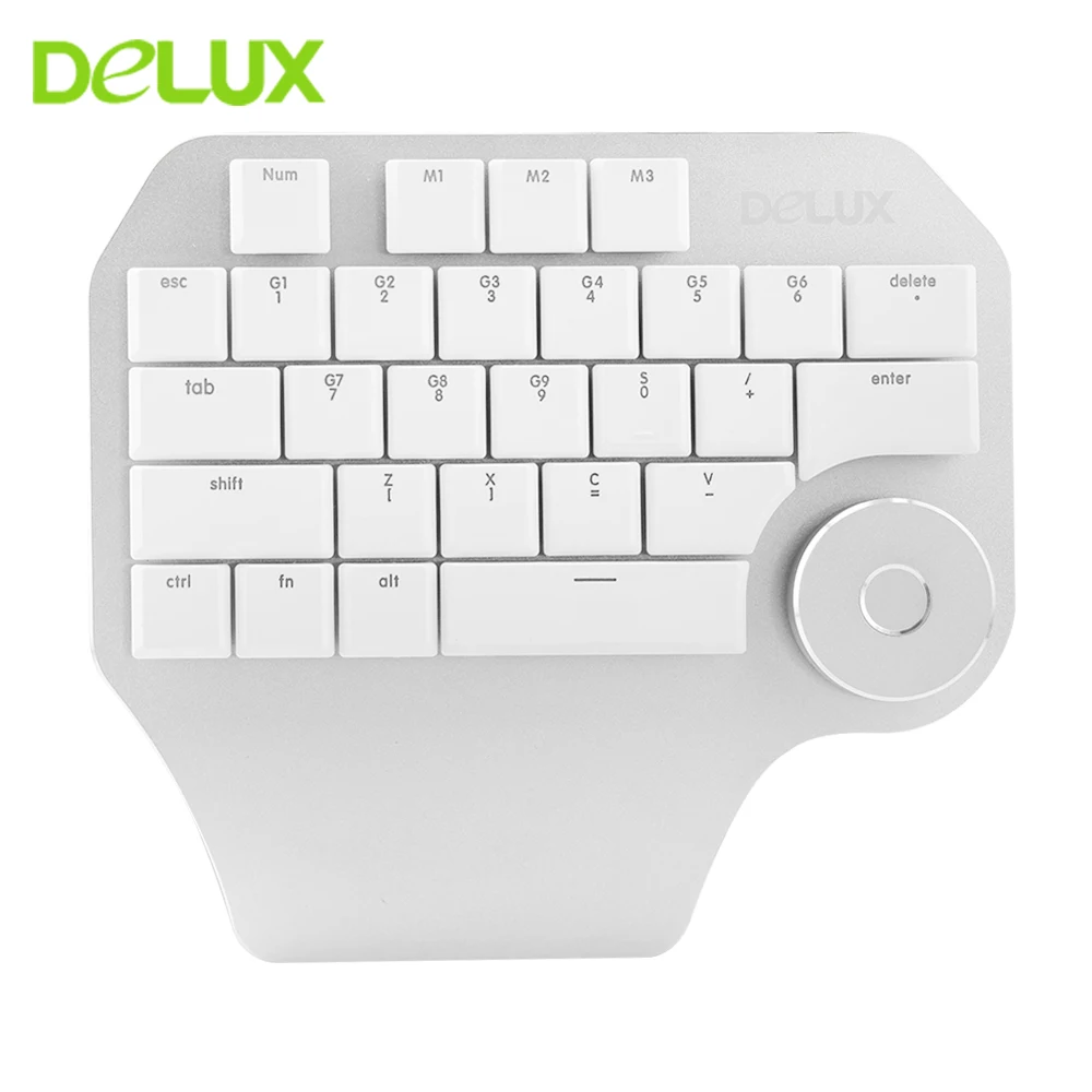 

Delux Wired T11 Designer Single Hand Keyboard + Surface Dial + Wireless Bluetooth Dual Mode Vertical Mouse Combo For Pc Laptop