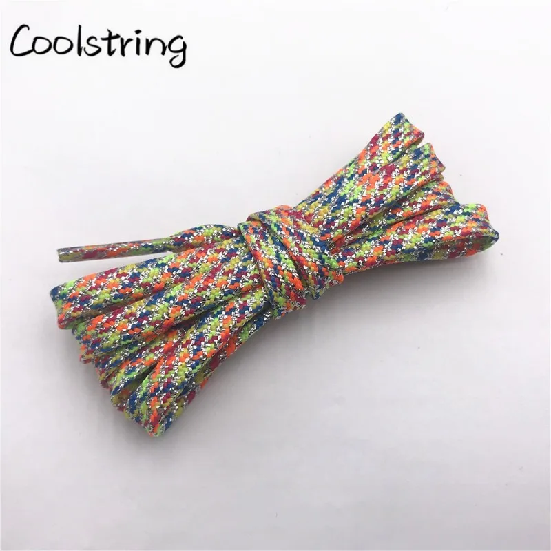 Coolstring 7mm Black Gold Silver Colorful Glitter Metallic Shoestrings Metallic Flashing Shoelaces For Dress Shoelaces Boots