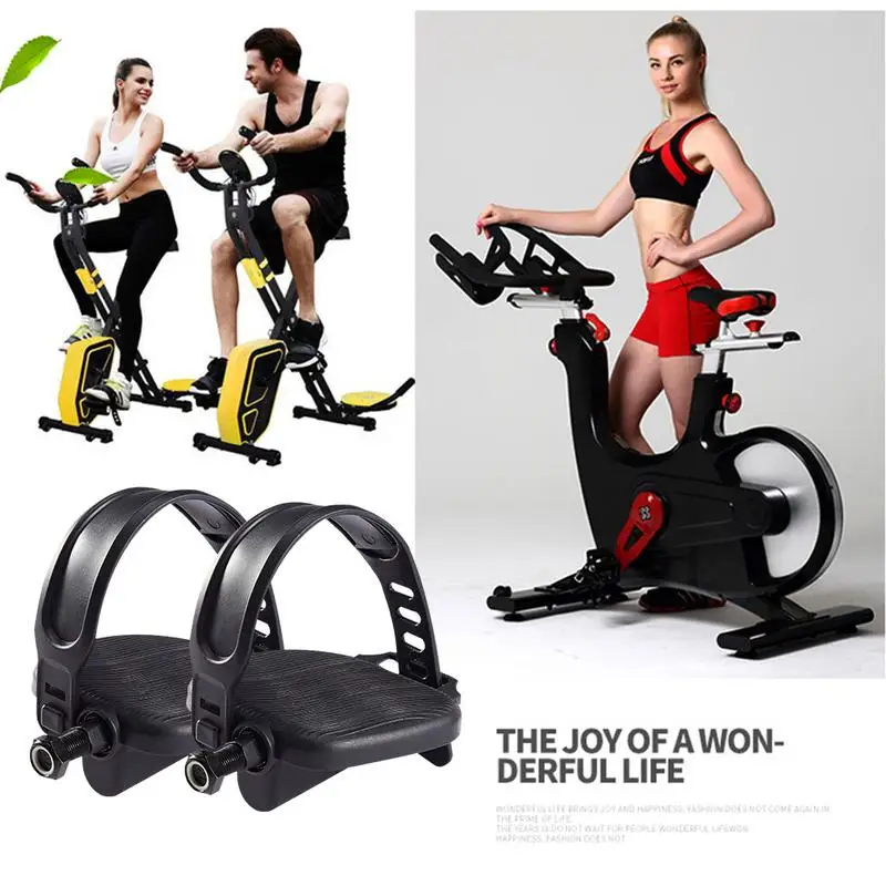 

Exercise Bike Pedals with Adjustable Bicycle Widened Straps for Sports Cycling Home or Gym