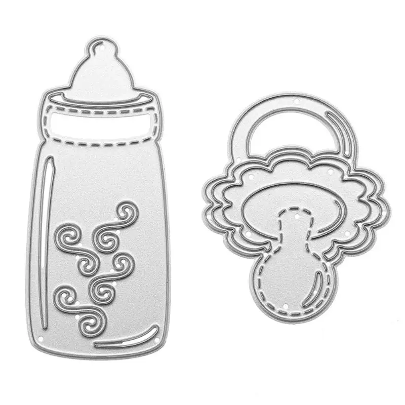 

2Pcs Baby Bottle Nipple Metal Cutting Dies Stencils for DIY Scrapbooking Embossing Card Making Craft Dies Baby Shower Decoration