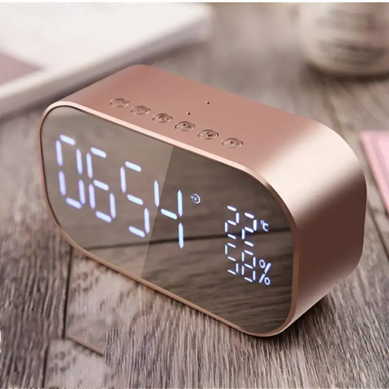 New Hot Portable FV-S2 Wireless Bluetooth Speaker Column Subwoofer Music Sound Box LED Wireless Speaker With Alarm Clock Mirror