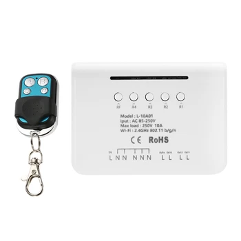 

eWelink 4CH WIFI Smart Switch Compatible with 433MHz 4 Gang Wireless Remote Controller Compatible Remote Controller