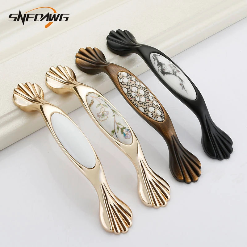 Furniture Handle Zinc Alloy Kitchen Cabinet Furniture Door Handles 96/128mm Hole Pitch Furniture Handles Wardrobe Door Pulls
