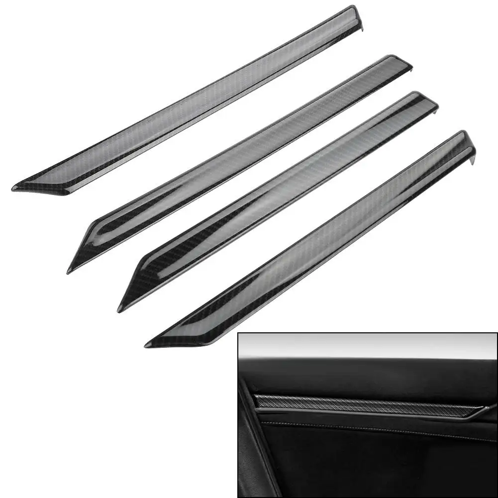 

4Pcs Carbon Fiber Color ABS Car Interior Door Trim Stripe Cover Trim For Honda Civic 2016-2017 Car Styling
