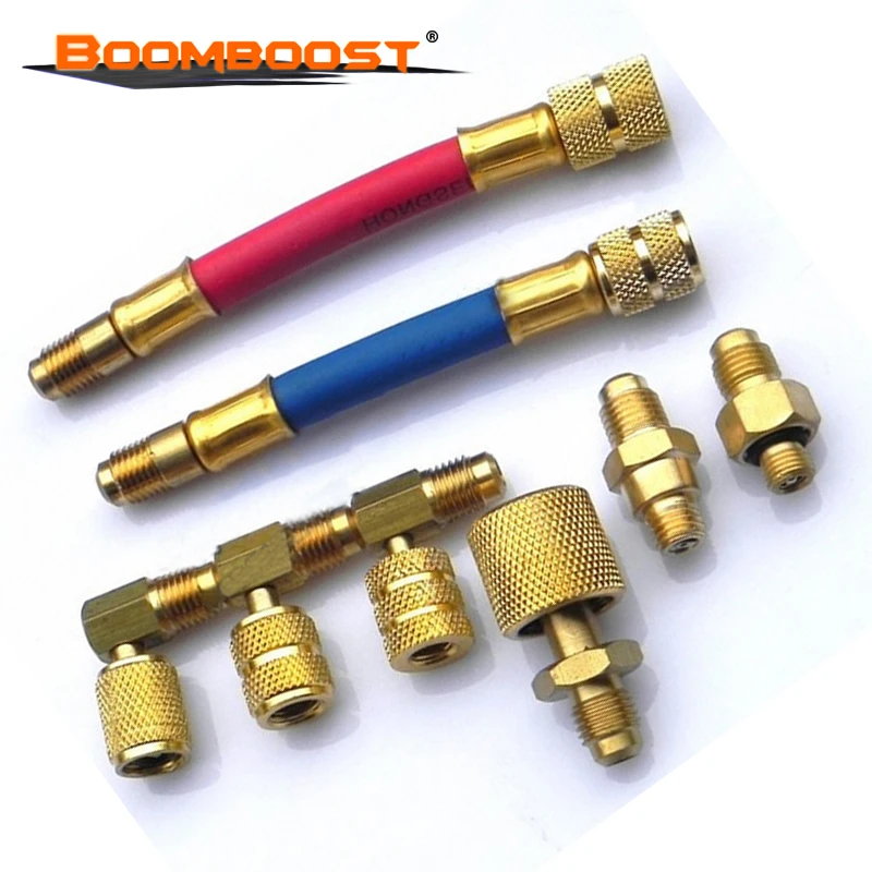 A/C Air Conditioning Hose Set Refrigerant Fittings Connector Adapter