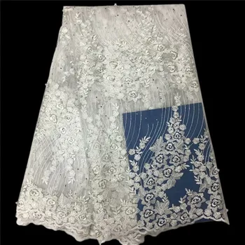 

Free shipping Emboidered flowers and vines with stones Net Lace FC73 good quality wholesale price African Tulle Lace Fabric