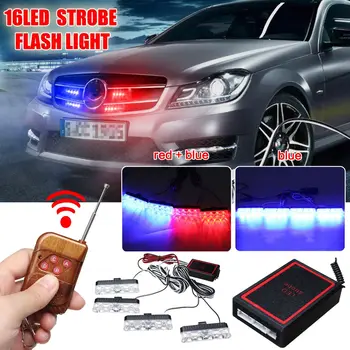 

16 LED Strobe Flash Light 12V Car Truck Emergency Warning Lamp Day Running Polices Lights with Remote Control