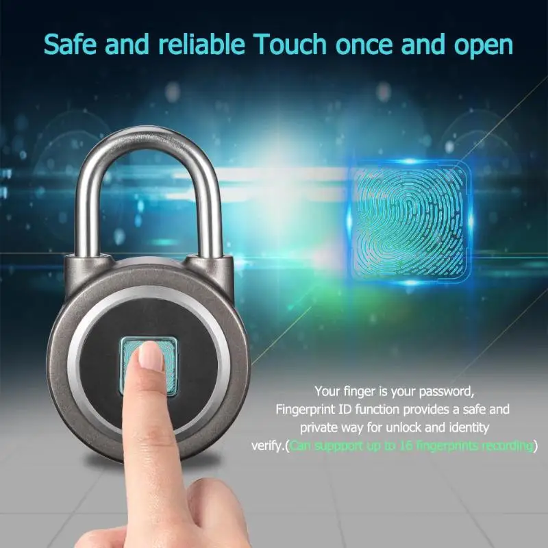 

Anti-theft Smart Fingerprint Lock Waterproof Bluetooth Phone APP Keyless Padlock Suitcase Door Lock Support 16 Fingerprints
