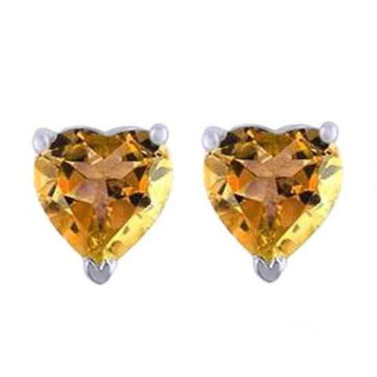 1 5 Ct Сердце с 9 K белого золота цитрин серьги стержня ноябрь Камень # гвоздики |