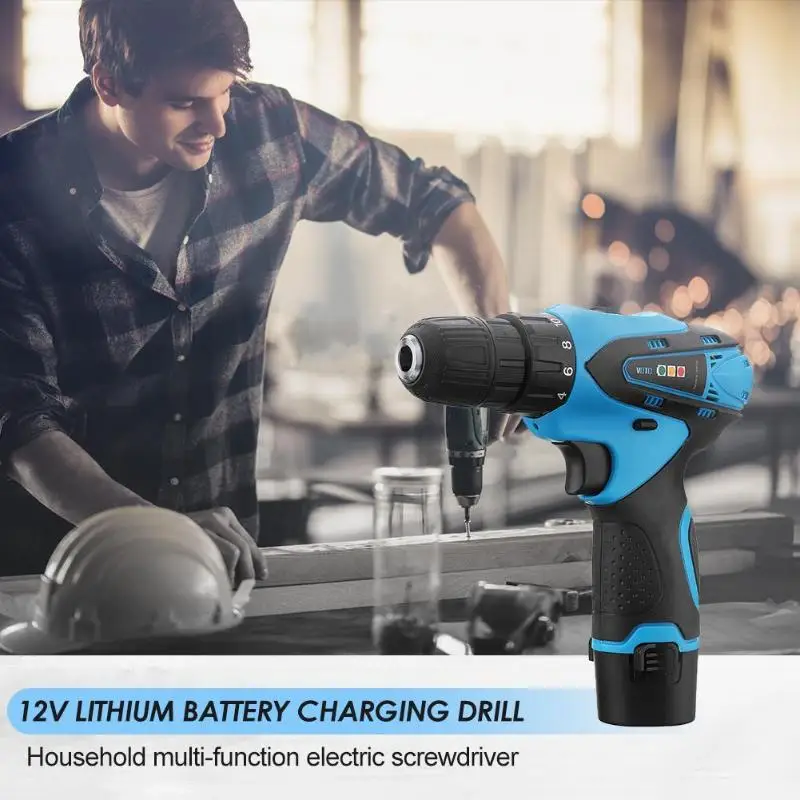 

12V Cordless Drill Lithium Electric Charging Drill Household Multi-functional Electric Screwdriver with Working Lamp