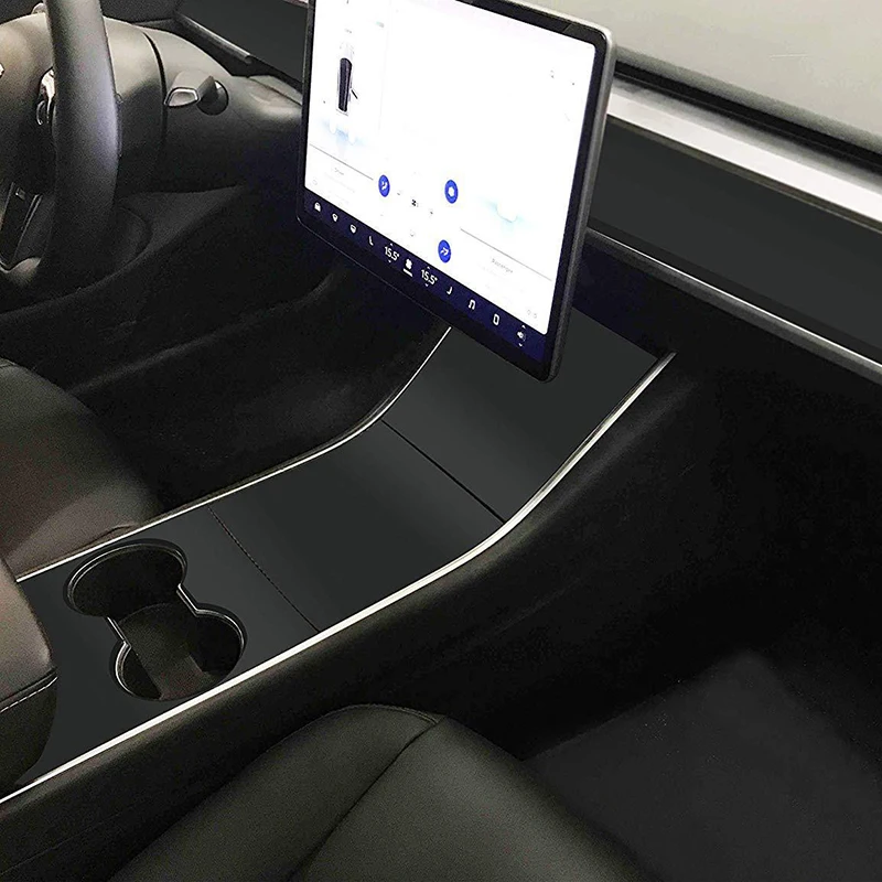 2pcs For Tesla Model 3 Dashboard Wood Carbon Fiber Vinyl