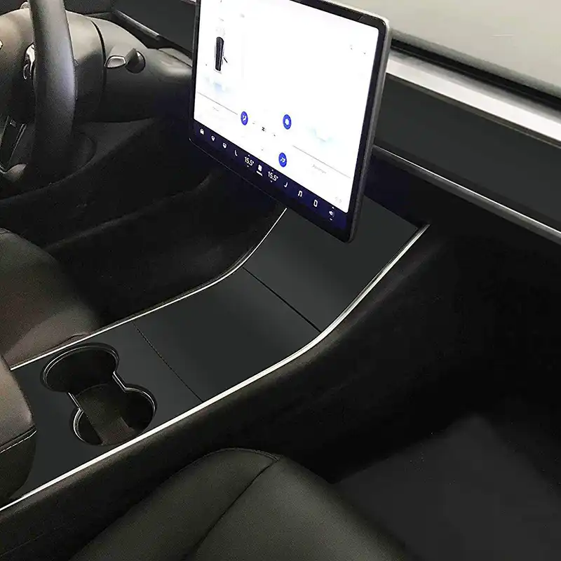 Matte Black Interior Dashboard Wood Vinyl Wrap Stickers For Tesla Model 3