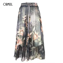 Ormell женская шифоновая тонкая плиссированная длинная юбка лето осень женские модные элегантные женские повседневные цветочные юбки с высокой талией