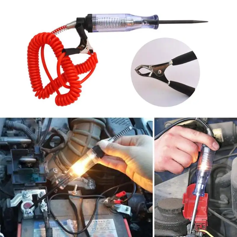 

Electrical Voltage Tester Pen with Spring Multi-function DC 6-24V Transparent Car Motorcycle Light Lamp Electrician Test Pencil