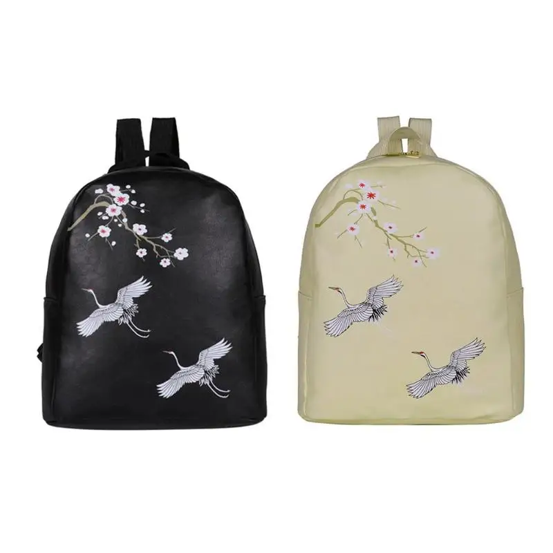 

Girls Vintage Flower Bird Print Travel Backpacks Women Men High Quality Leather School Bags for Teenagers Daypack 2019 New