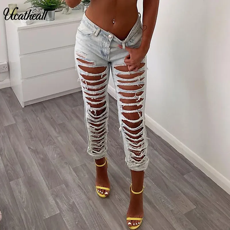 Женские рваные джинсы брюки ucat theall свободные Джинсы бойфренда размеры XXL