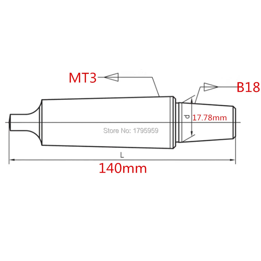 3MT конусная оправка Морзе B18 оправка для сверлильного патрона адаптер конус Морзе#3 плоский хвостовик токарный станок фрезерный Arbour MT3 B18 Arbour Drawbar