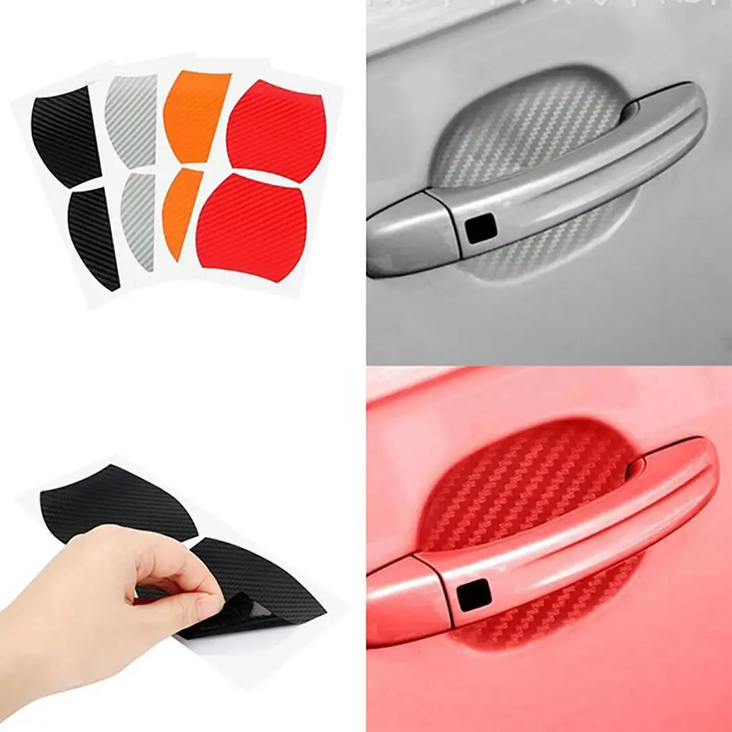 

Car Protector Stickers Side Films Car Carbon Sticker Auto Styling Door 4PCS 8cm Car x Decals Fiber Accessories 9cm Car Handle