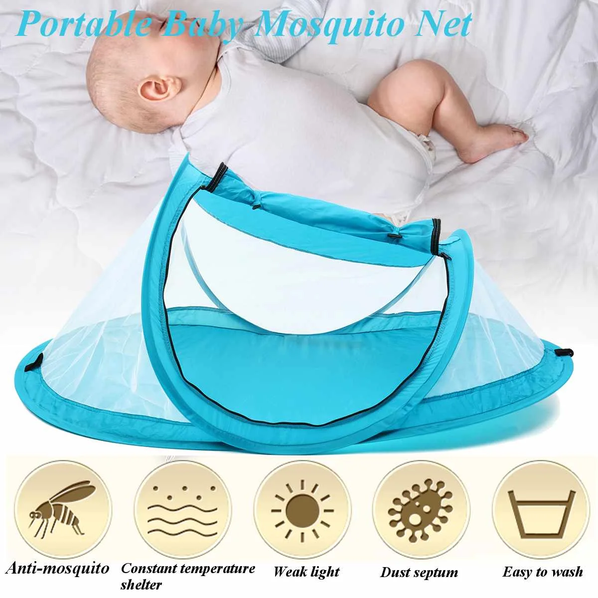 

Portable Baby Travel Bed Toy Tent Portable Baby Beach Tent UPF 50+ Sun Shelter Folding Outdoor Chid Travel Bed Mosquito Net Toy