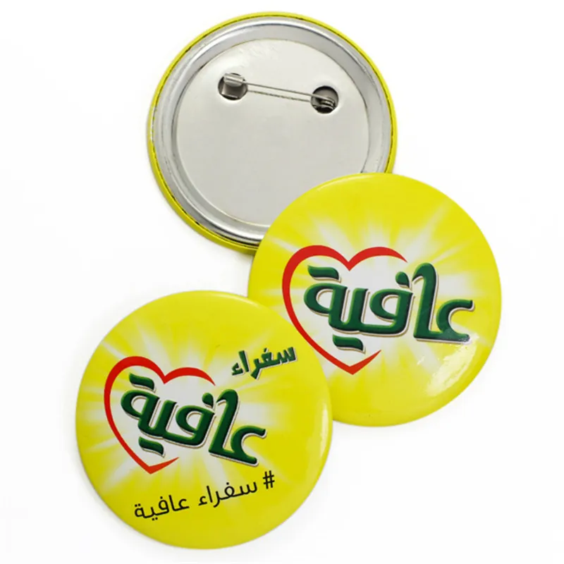 

100pcs/lot customized button badge 44/58/75mm custom design tinplate badges with safety pin, any personalized logo text CS-BD-03