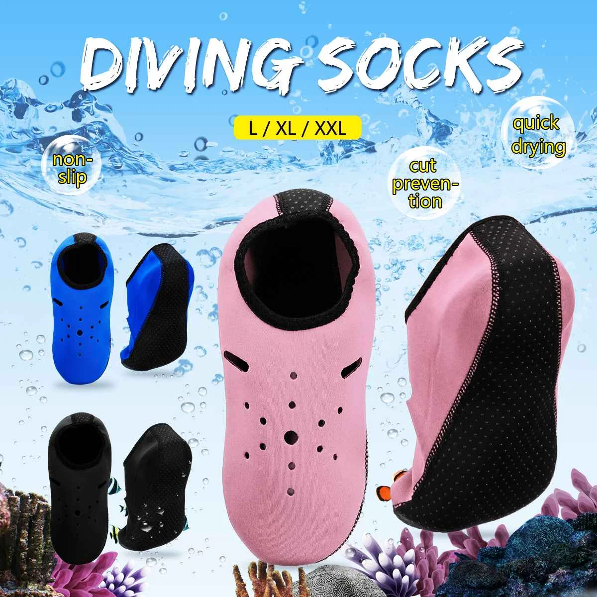 

1 Pair Short Beach Socks Diving Socks Non-slip Antiskid Scuba Dive Boots Snorkeling Sock Swimming Fins Flippers Wetsuit Shoes