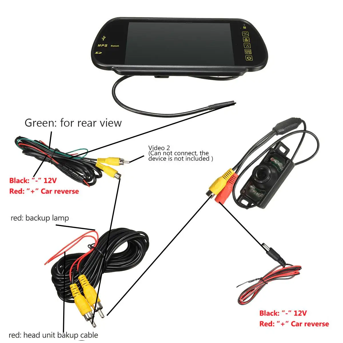 7 дюймов TFT lcd сенсорный экран bluetooth автомобильный MP5 плеер fm-передатчик заднего вида резервная камера заднего вида парковочное зеркало монитор