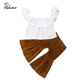 

pudcoco 2019 Children Clothing Suits For Girls Clothes Kids Toddler Enfant Fille Infantis Outfits Brand Tops+Flare Pants 1-5T