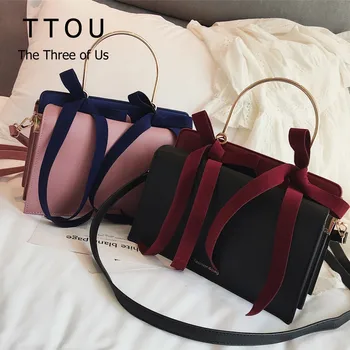 

TTOU Women Fashion Shoulder Bag Revelt Bow Handbag Female Chain Messenger Bag Hasp Clousure Crossbody Bag for Girls