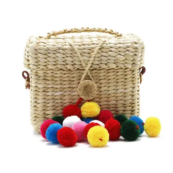 

Womens Handbag Handmade Mini Crossbody Bag with Plush Ball,color