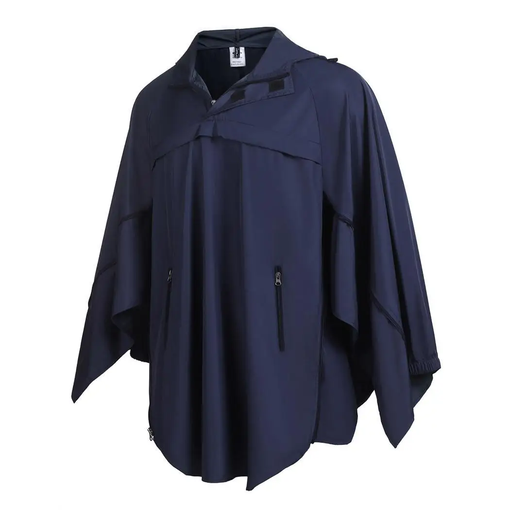Для мужчин отложной воротник Drawstring Hood с длинным рукавом боковой молнией до дождя